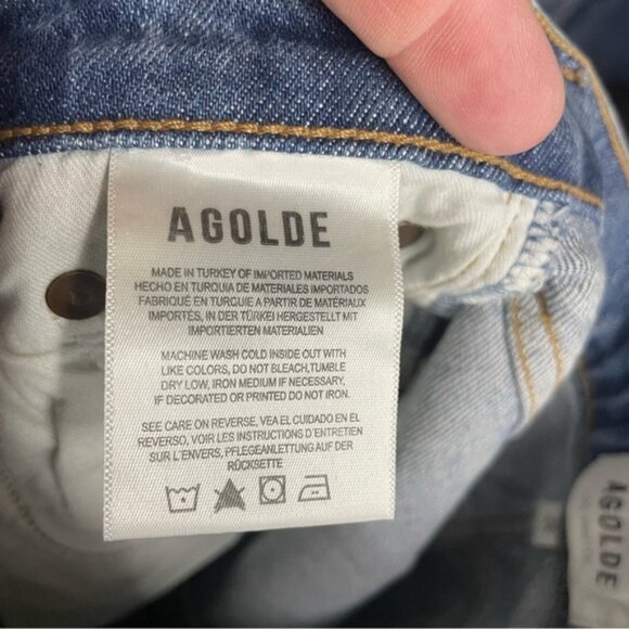 Agolde Riley Long Buttonfly Jeans Size 24 high rise straight distressed - Picture 11 of 12